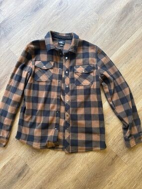 O'Neill Brown and Black Plaid Flannel Jacket